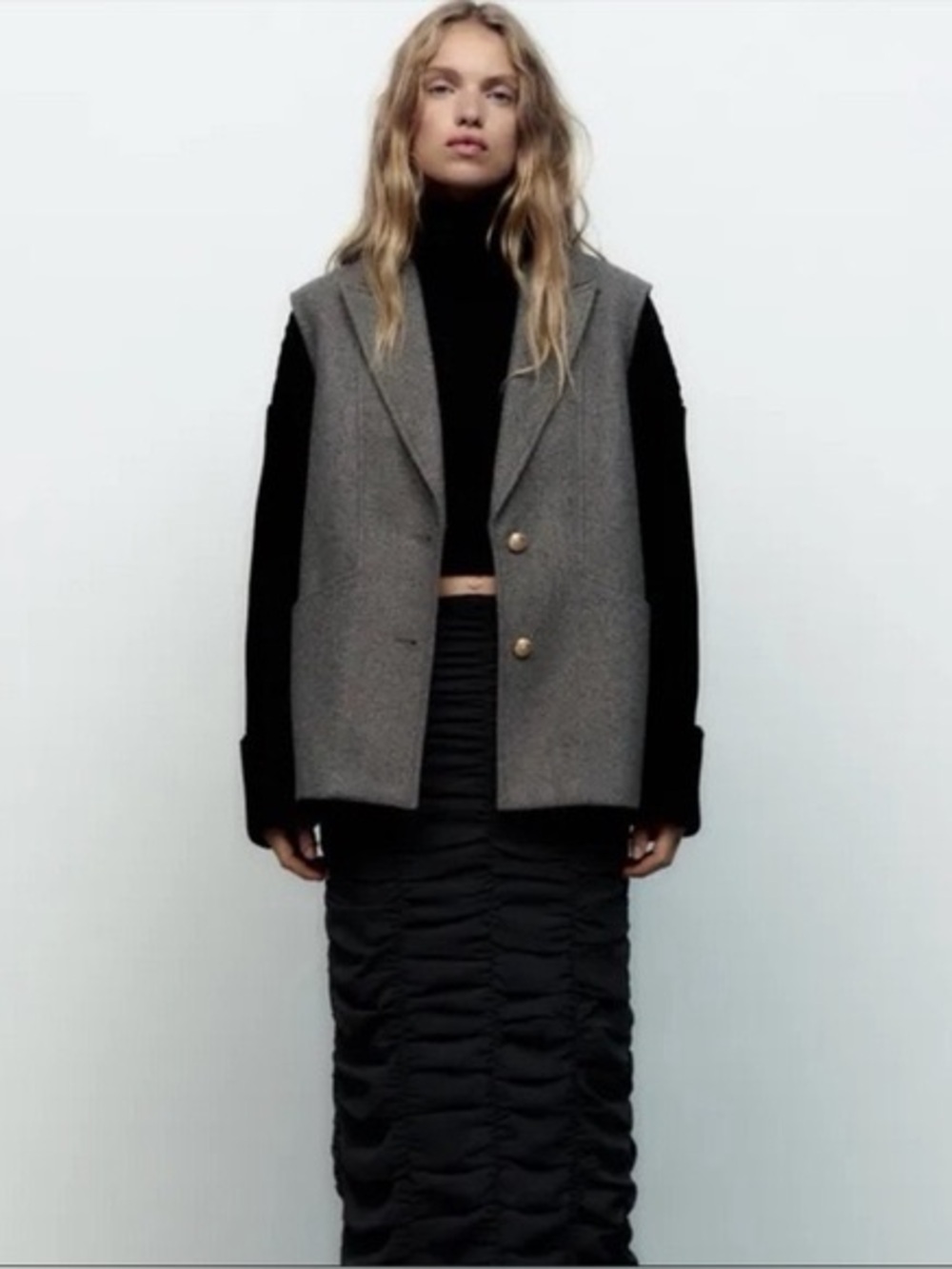 Zara | Gray Lapel Collar Vest, M/L